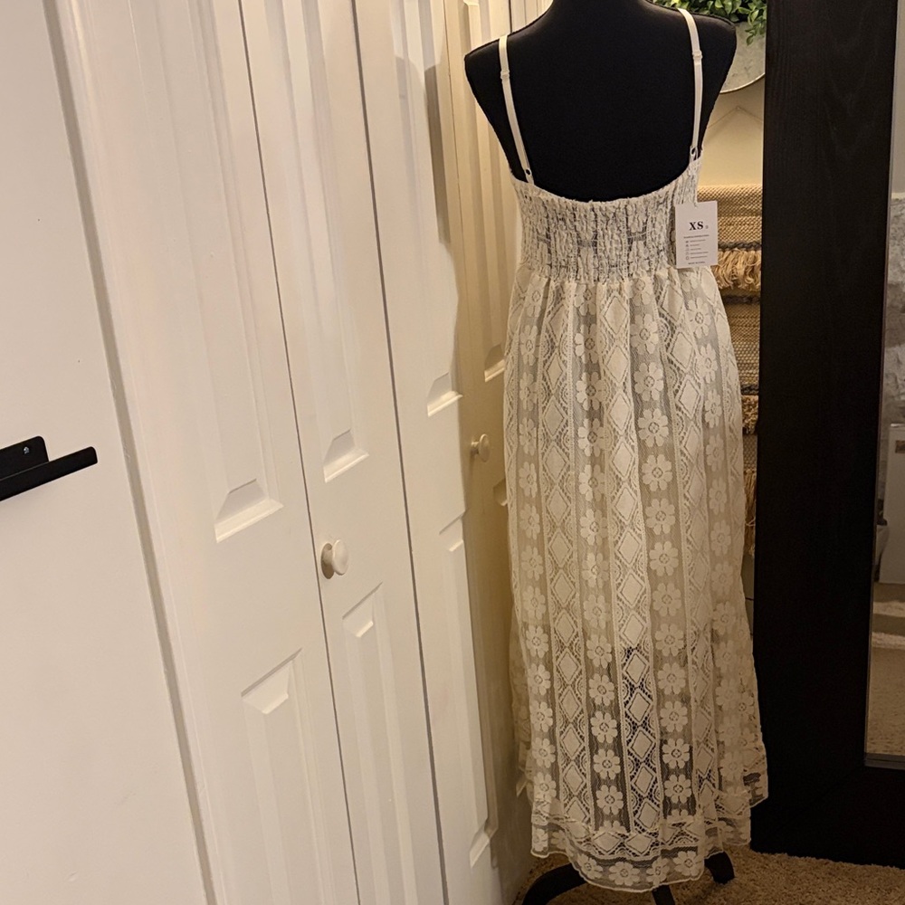 Cupshe Cream Lace High Low Maxi Dress - Picture 2 of 8